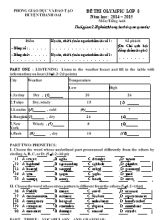 Đề thi Olympic môn Tiếng Anh Lớp 8 - Năm học 2014-2015 - Phòng giáo dục và đào tạo huyện Thanh Oai (Có đáp án)